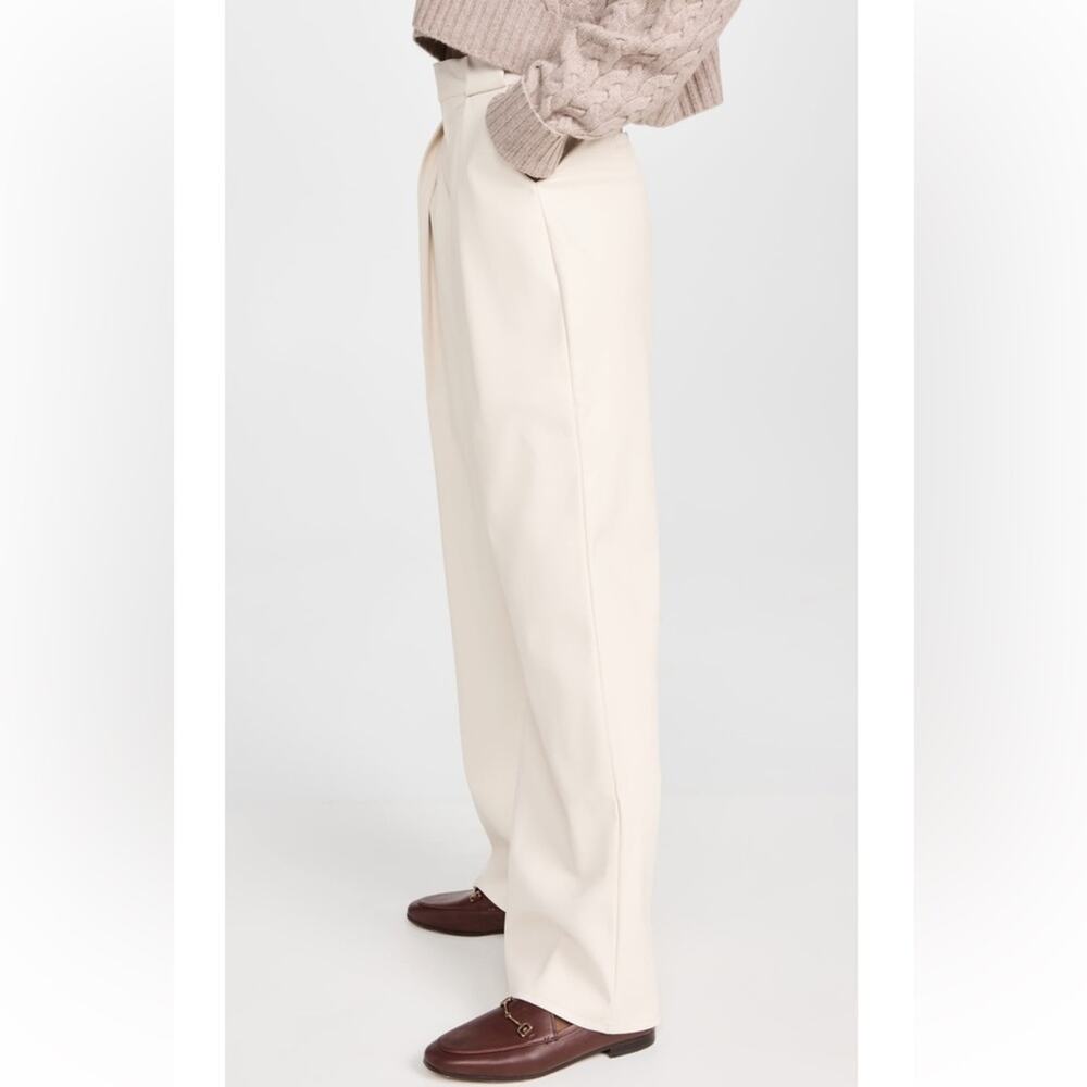 Mother High Waisted Egret Tunnel Vision Pleated Prep Faux Leather Pants Size 32 - Picture 2 of 13